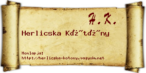 Herlicska Kötöny névjegykártya